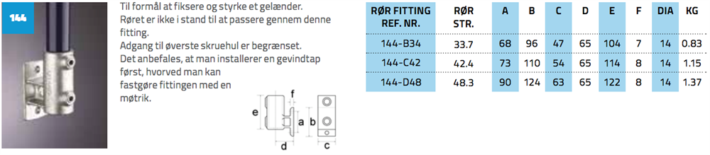 Rør samle fittings: Holder vertikal 34 mm 144B 1 - Gelænder fitting ...