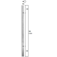 Rustfri stål baluster, færdig med 8 mm gevind huller for montering af glasholdere, EN side