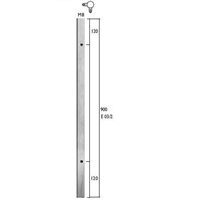 Rustfri stål hjørne baluster, færdig med 8 mm gevind huller for montering af glasholdere 90 gr.  2 sider