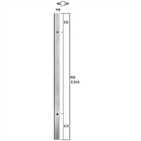 Rustfri stål mellem baluster, færdig med 8 mm gevind huller for montering af glasholdere  180 gr  2 sider.