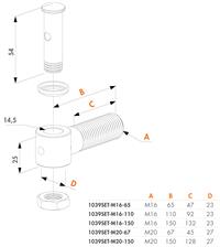 Øjebolt og tværbolt til øreplade 1036 - M16 - Længde 65 mm