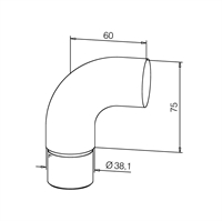 Endeafslutning, bue, Ø 38,1 mm (1,5 tomer) Messing design model : 739