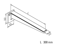 Hylde holder med gummi liste, plan montering, 200 mm Messing look model : 0071