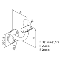 Håndliste holder, Ø38,1 mm (1,5 tommer) Antracit model : 111