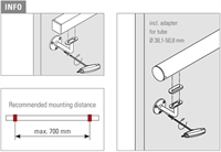 Håndliste beslag med adapterplade til Ø 38,1 - 50,8 mm rør Messing look model : 119