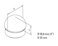 Endeafslutning, kugle, Ø 50,8 mm (2 tommer) Messing design model : 730