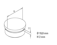 Endeafslutning, flad, Ø 19,0 mm Messing look model : 732