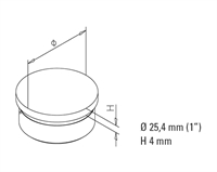 Endeafslutning, flad, Ø 25,4 mm (1 tommer) Antracit model : 732