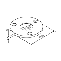 Gulv flange, Ø 25,4 mm (1 tommer) model : 0506