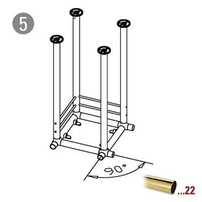 90 ° Hjørne indlæg til glashylde model 430, Ø 38,1 mm (1,5 tommer)     