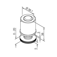 Endeafslutning, plast, justerbar, model 062