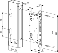 Locinox EIGHTYLOCK indsatslås stregtegning