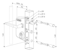 Locinox overflademonteret låsekasse til 30 mm (Zilver) stregtegning