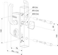 Locinox port-lås til skydeport  40mm  RAL 9005