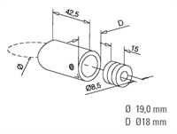 Adapter, flad, Ø 19,0 mm Antracit model : 625