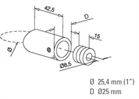 Adapter, flad, Ø 25,4 mm (1 tommer) Antracit model : 625