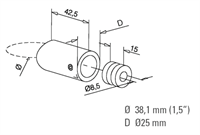 Adapter, flad, Ø 38,1 mm (1,5 tommer) Antracit model : 625