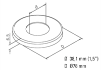 Væg og gulv flange, Ø 38,1 mm (1,5 tomme) Messing look model : 512