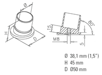 Rør forbinder 80° Ø 38,1 mm (1,5 tommer) Antracit model : 502