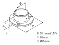 Væg og gulv flange, Ø 38,1 mm (1,5 tommer) Antracit model : 505