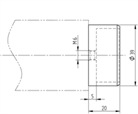 Tegning: Til at forbinde trægelænder Ø 45 mm og rustfristål rør/fittings 45 x 3 mm til Crosinox Woodline Trægelænder.Vare nr. E4270 Materiale AISI316
