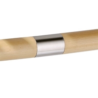 Monteret eksempel Rør-Fitting Forbindingsstykke til trægelænder, 45 mm, korn 240 slebet overflade til Crosinox Woodline Trægelænder. Vare nr. E603 Materiale AISI316 