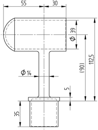 Rustfri Rør-Fitting Tegning: Ø 45 mm, slebet overflade til Crosinox Woodline Trægelænder. Vare nr. E6050 Materiale AISI316 
