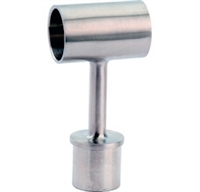 Rustfri Rør-Fitting Rørforbinder T-stykke Ø 45 mm, slebet overflade til Crosinox Woodline Trægelænder. Vare nr. E6060 Materiale AISI316  