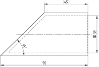 Rustfri Rør-Fitting Tegning: Ende afslutning til rør Ø 45 mm, slebet overflade til Crosinox Woodline Trægelænder. Vare nr. E6080 Materiale AISI316  