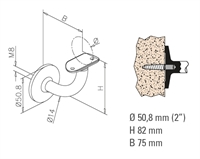 Håndliste beslag med skjult skrue, Ø 50,8 mm (2 tommer) Rustfrit stål model : 112