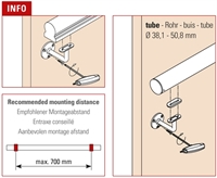 Håndliste beslag med adapterplade til Ø 38,1 - 50,8 mm rør model : 120     