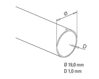 Rør Ø 19,0 mm, L 2500 mm Messing look 